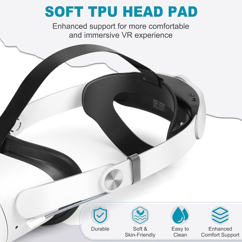 Hurra Head Strap with Battery for Oculus Quest 2, 10000mAh Fast Charging Battery Pack Extend 8H Playtime, Counter Balance Adjustable Elite Strap Replacement Accessories Enhanced Comfort Support in VR - Image 3